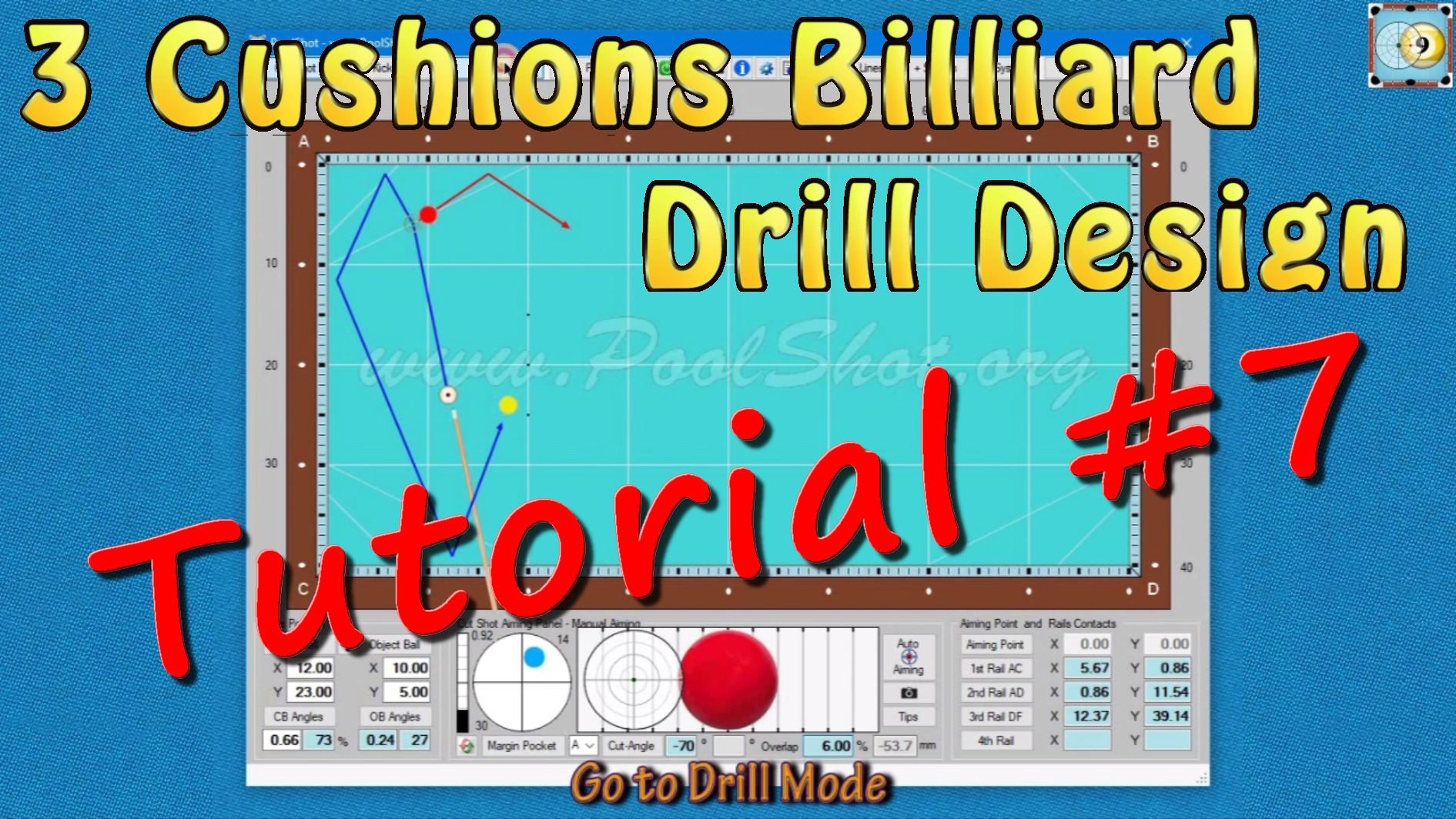 How To Design a 3-Cushions Drill with PoolShot Software