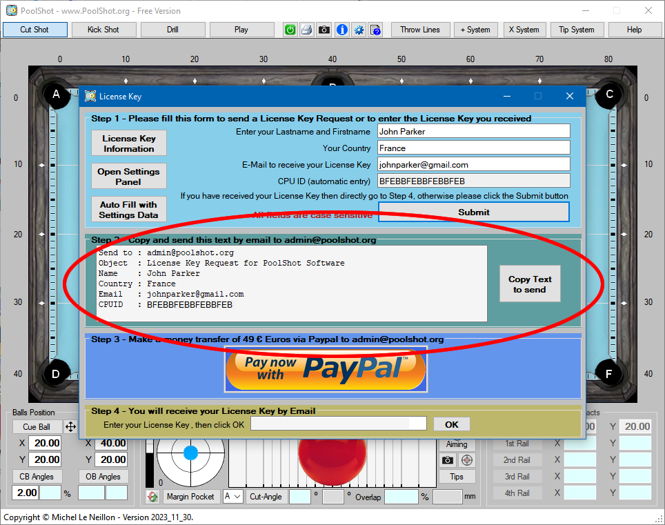 License Key PoolShot Software